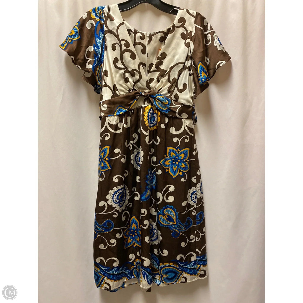 Dress Casual Midi By Clothes Mentor In Brown & Cream, Size: S