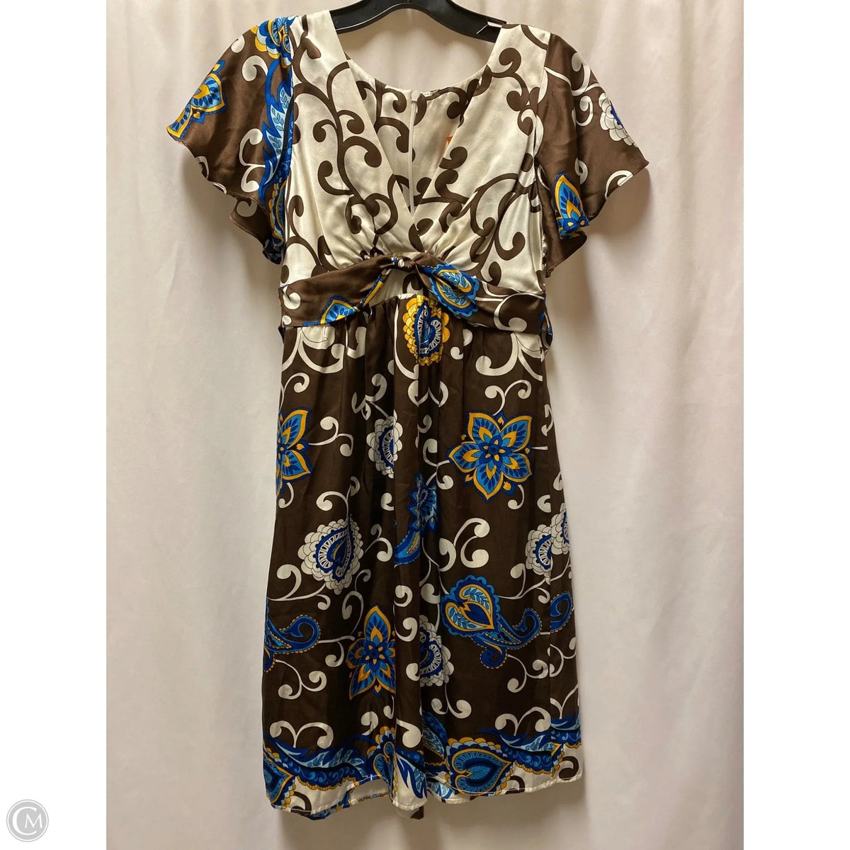 Dress Casual Midi By Clothes Mentor In Brown & Cream, Size: S