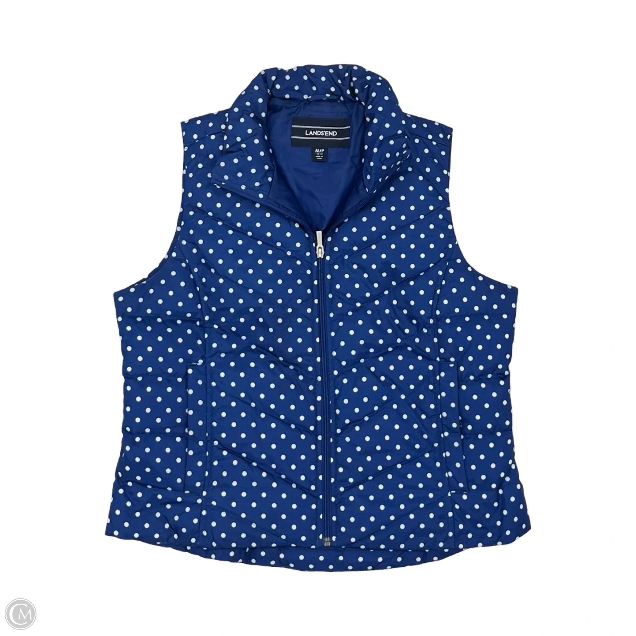 Vest Puffer & Quilted By Lands End In Blue & White, Size: Mp