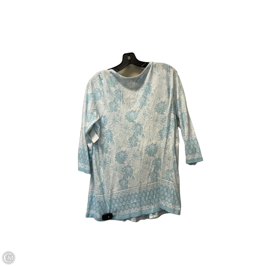 Top 3/4 Sleeve By Talbots In Blue, Size: 1x