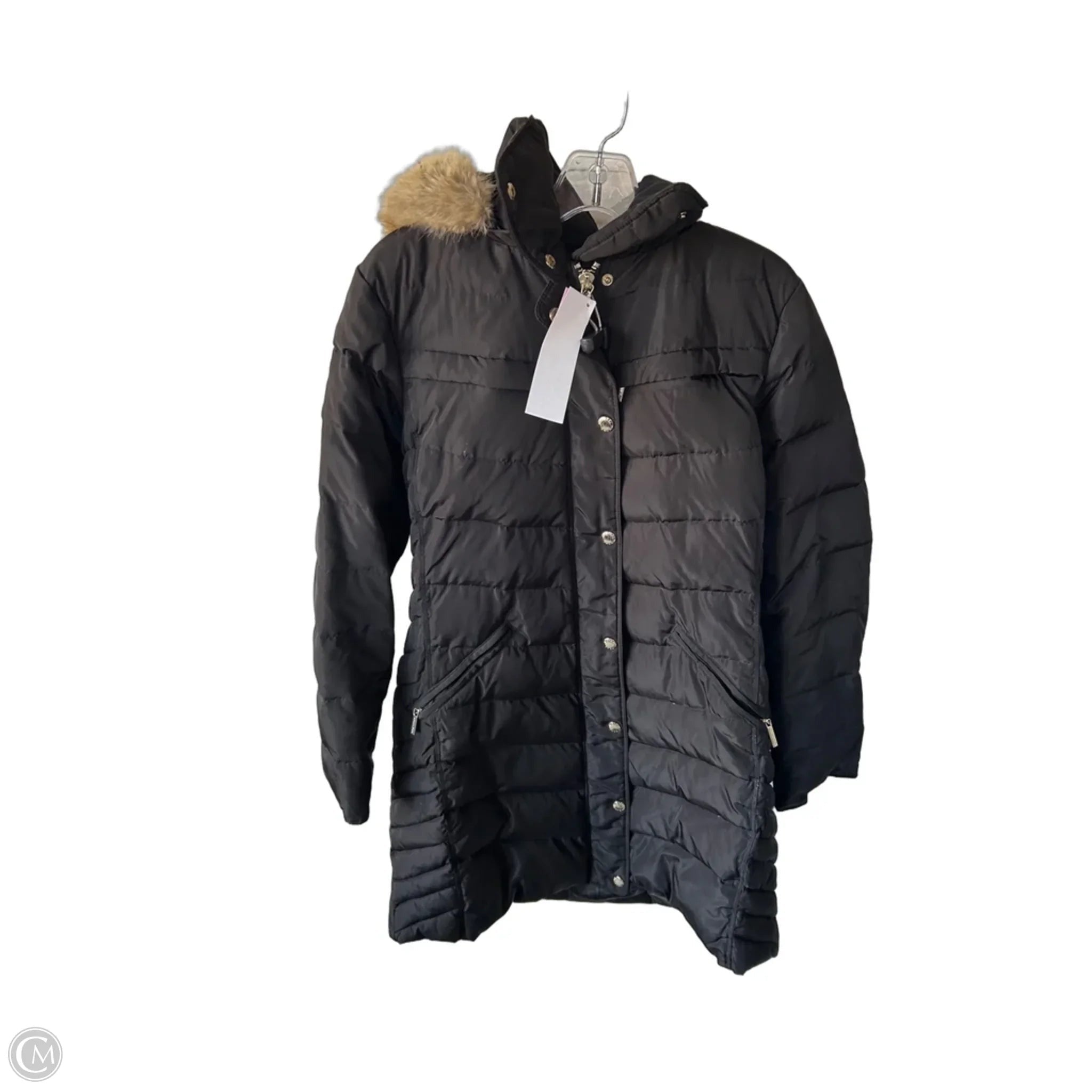Coat Parka By Michael By Michael Kors In Black & Tan, Size: L
