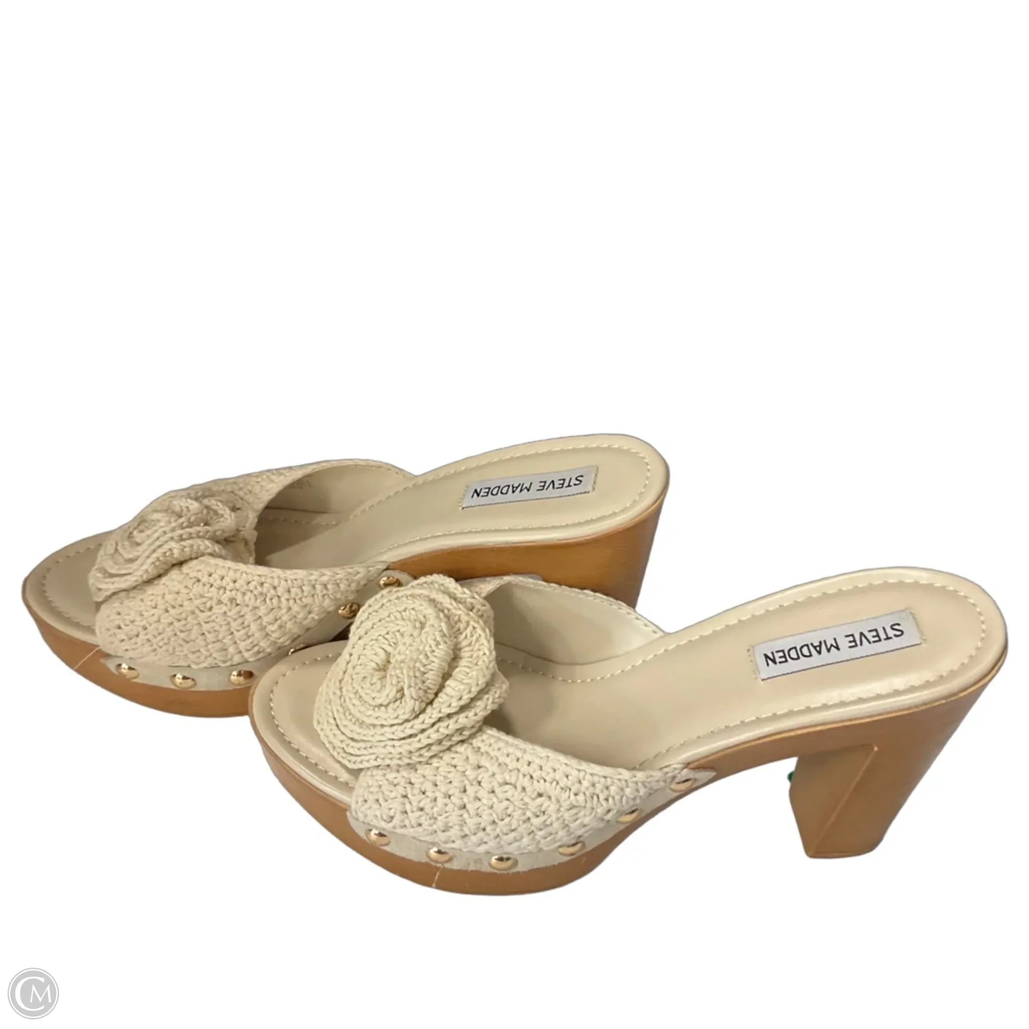 Sandals Heels Block By Steve Madden In Beige, Size: 10