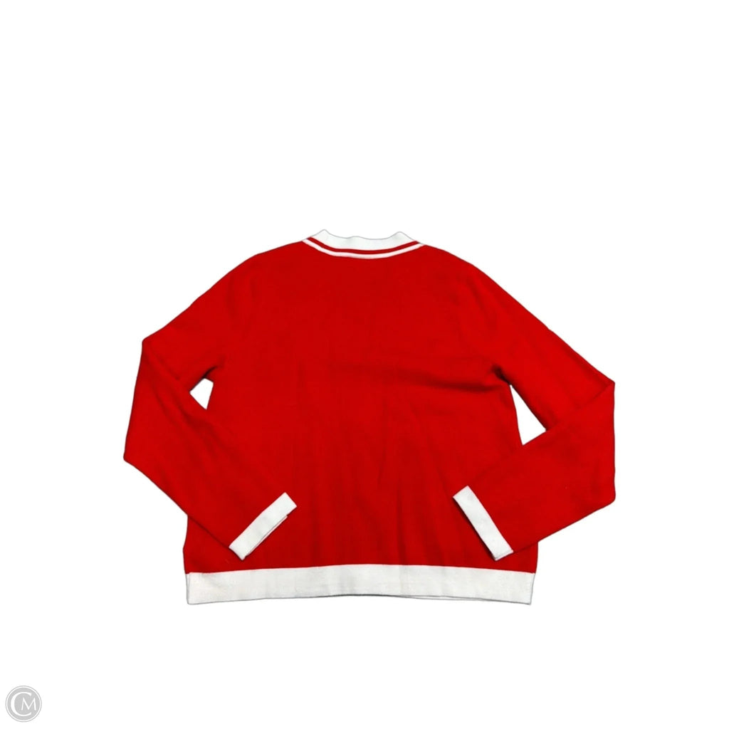 Sweater Cardigan By Adrienne Vittadini In Red, Size: L