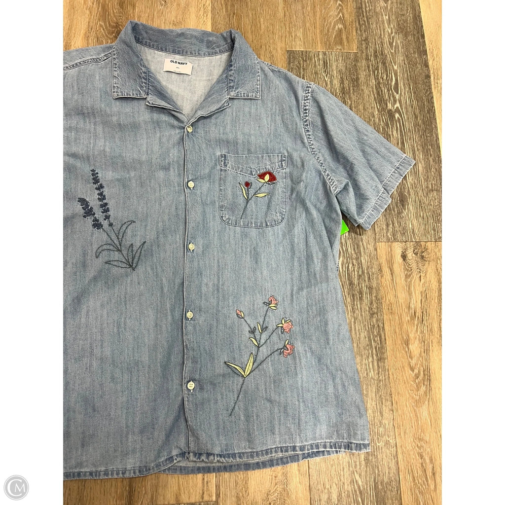 Blouse Short Sleeve By Old Navy In Blue, Size: Xxl
