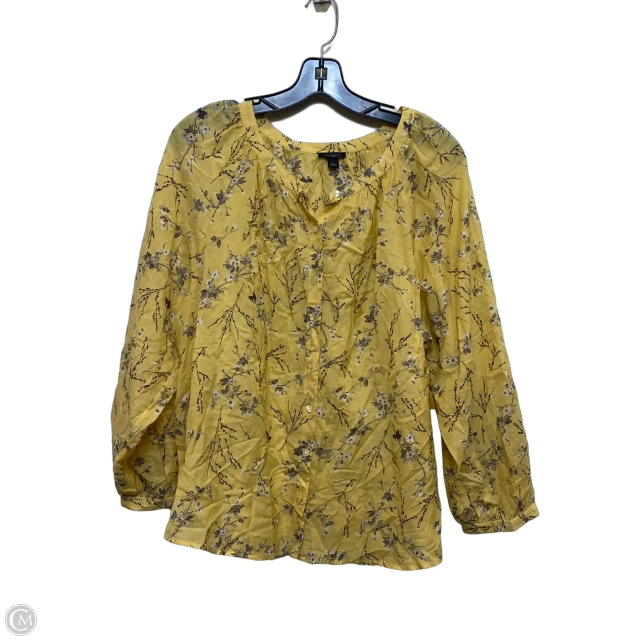 Top Long Sleeve By Ann Taylor In Yellow, Size: L