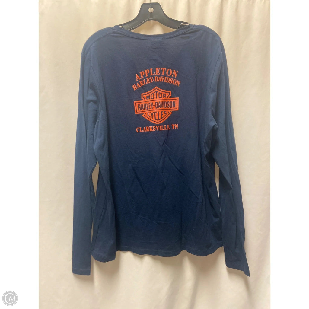 Top Long Sleeve By Harley Davidson In Navy, Size: 2x