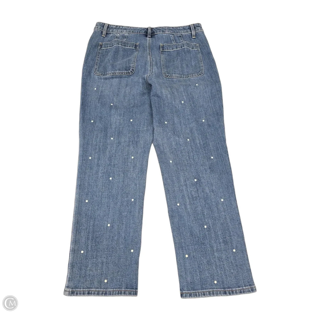 Jeans Straight By Talbots In Blue Denim, Size: 14