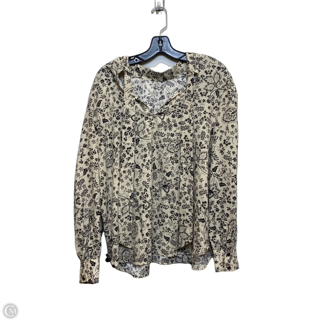 Top Long Sleeve By Loft In Black & Cream, Size: Xl