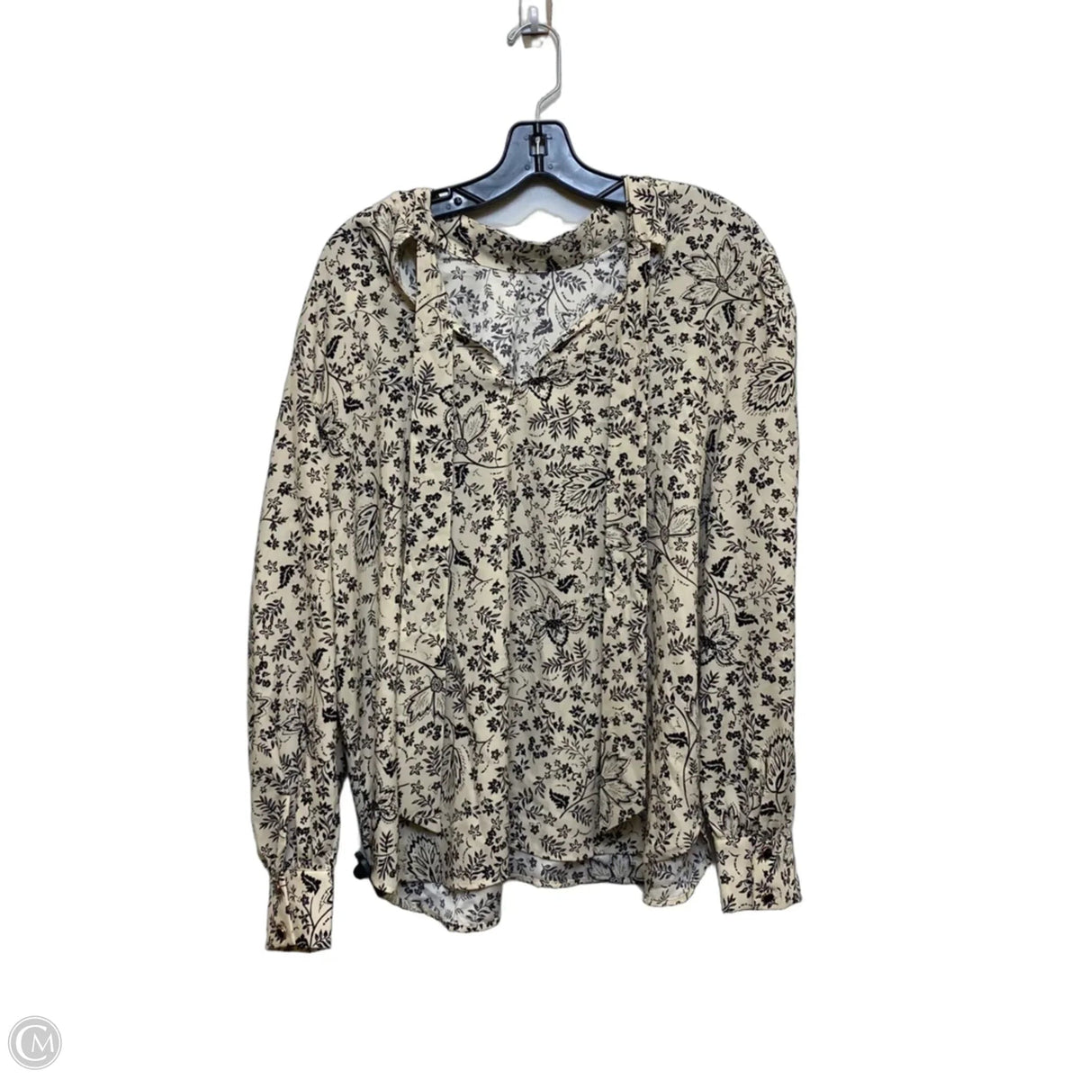 Top Long Sleeve By Loft In Black & Cream, Size: Xl