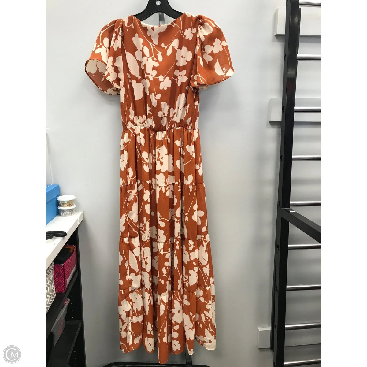 Dress Casual Midi By Abercrombie And Fitch In Orange & White, Size: Xs