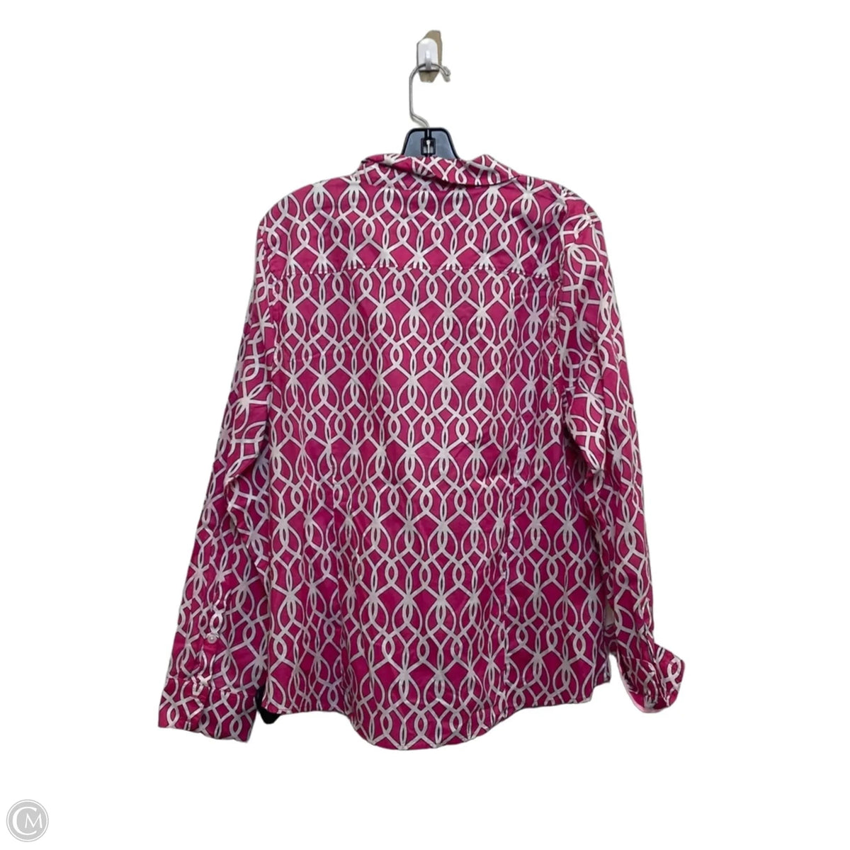 Top Long Sleeve By Croft And Barrow In Pink & White, Size: Xl