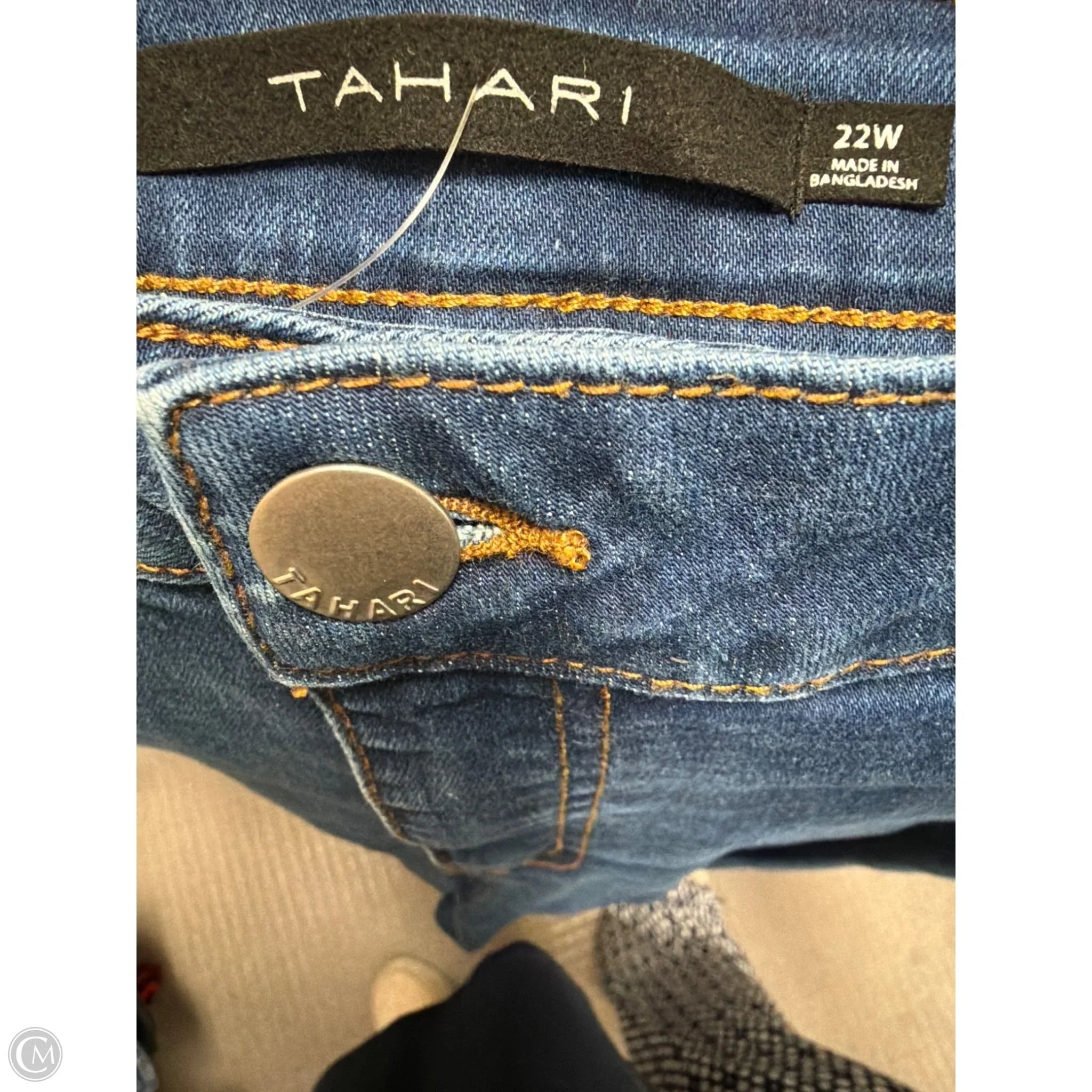 Jeans Skinny By Tahari In Blue Denim, Size: 22