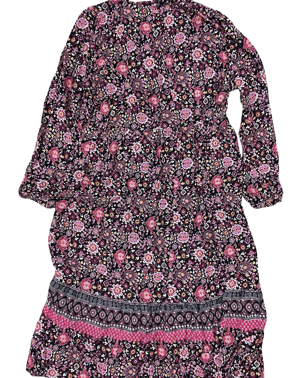 Dress Casual Maxi By Lane Bryant In Black & Pink, Size:1X