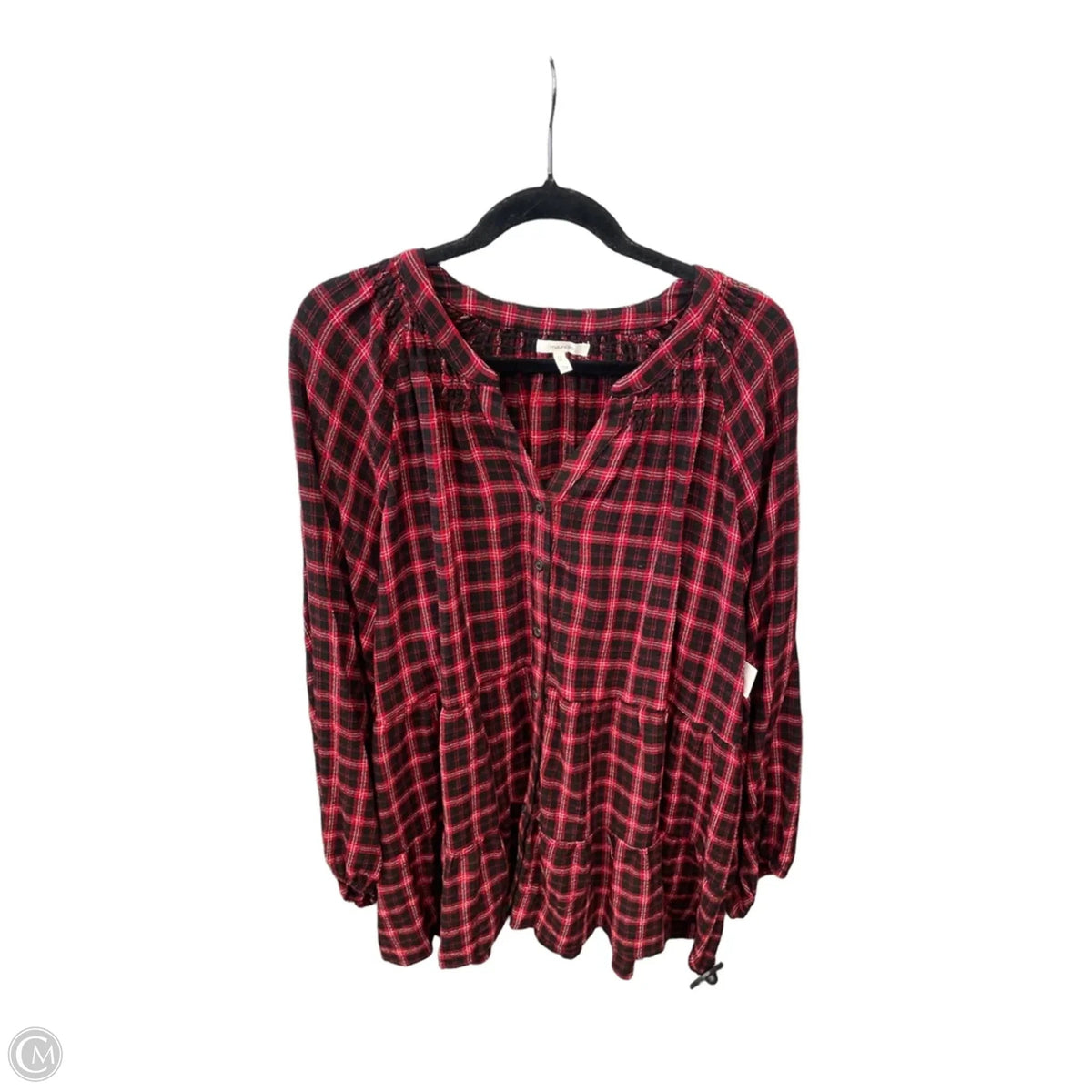 Top Long Sleeve By Maurices In Black & Red, Size: 2x