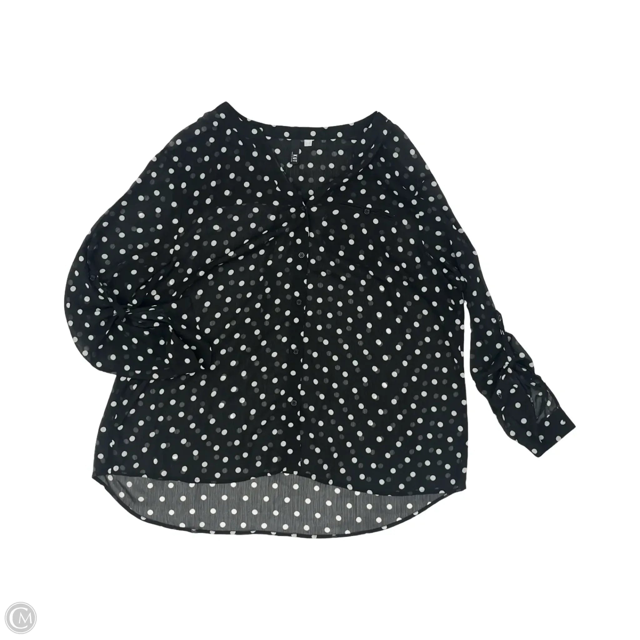 Blouse Long Sleeve By Kut In Black & White, Size: 2x