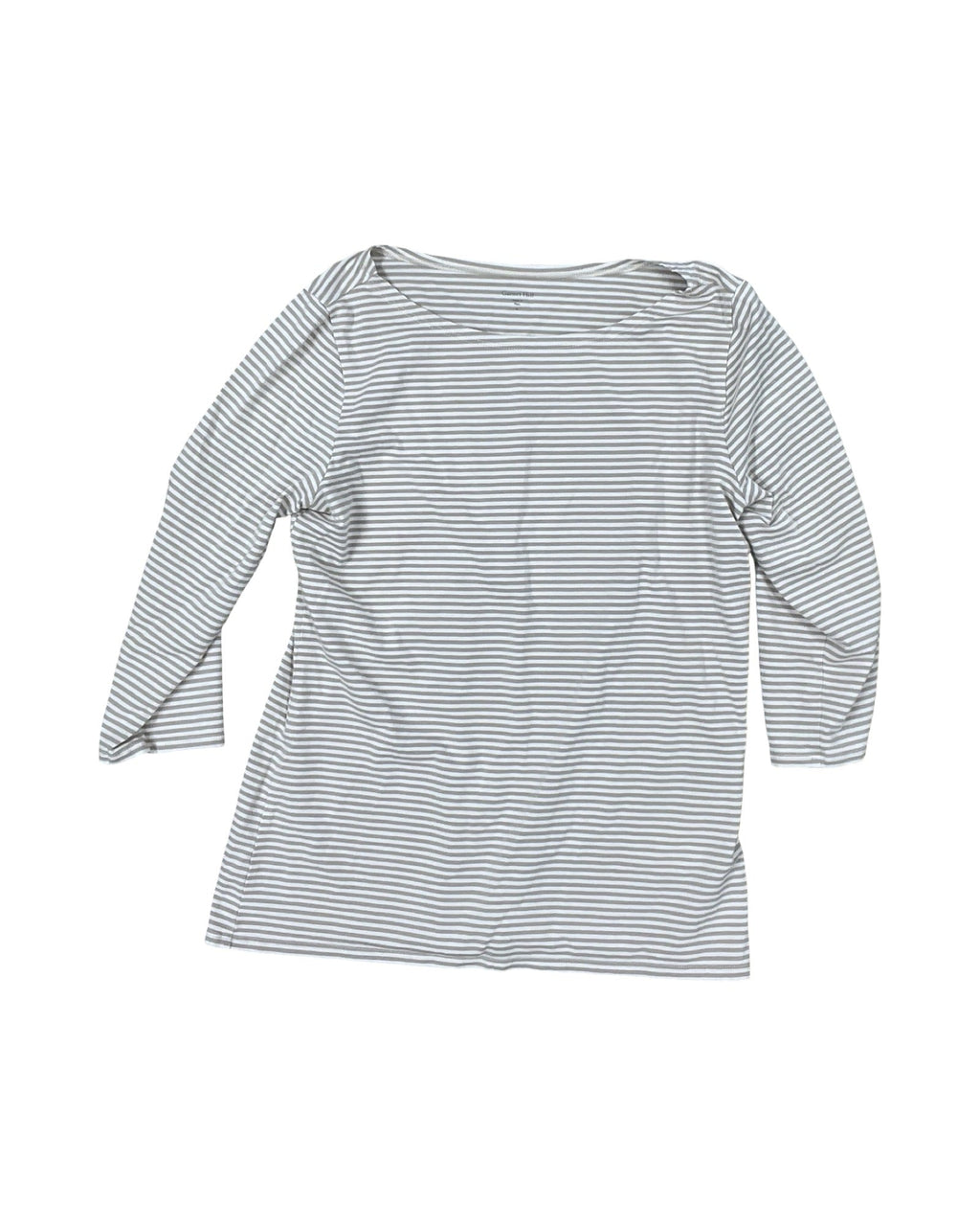 Top 3/4 Sleeve By Garnet Hill In Tan & White, Size:M