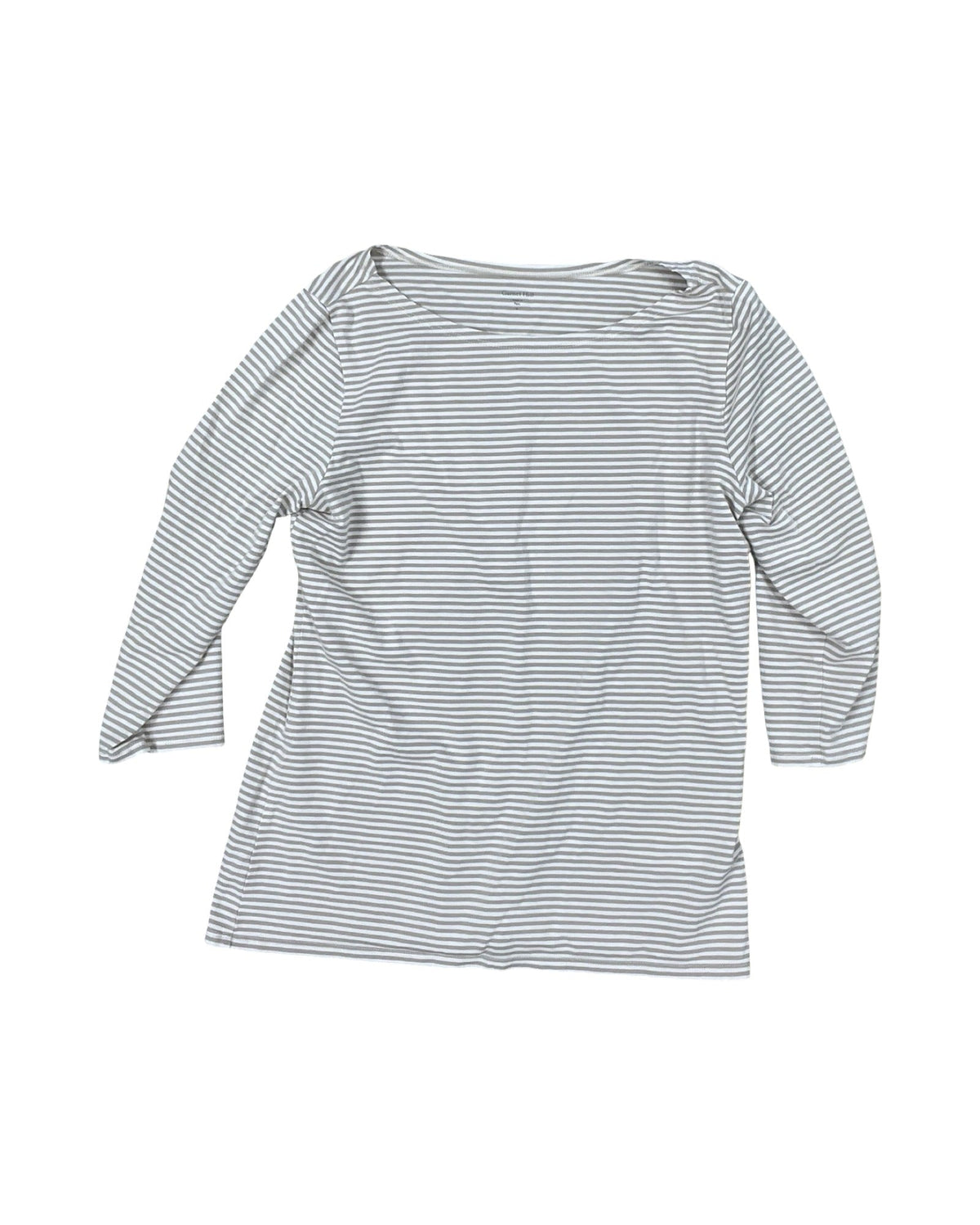 Top 3/4 Sleeve By Garnet Hill In Tan & White, Size:M