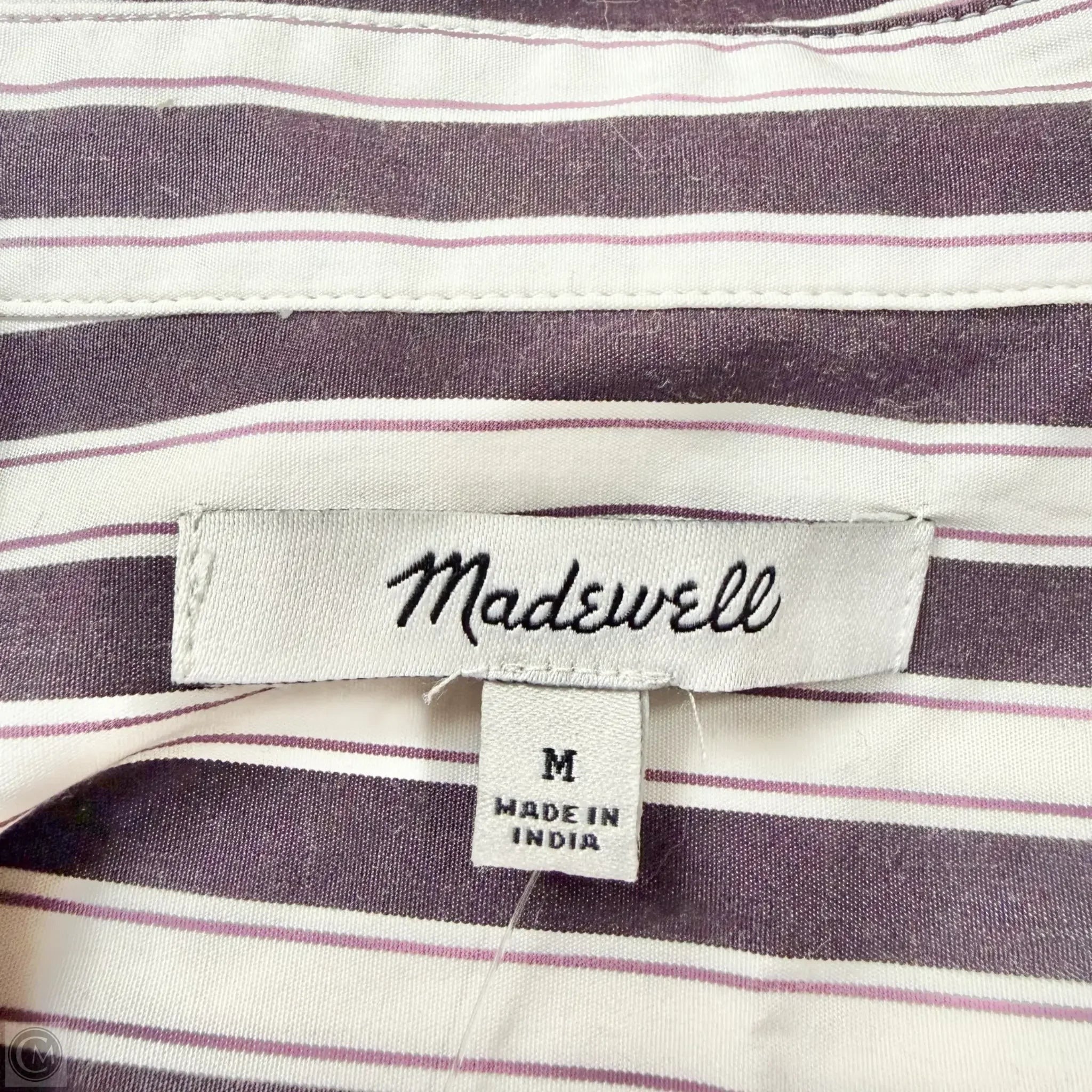 Top Long Sleeve By Madewell In Purple & White, Size: M