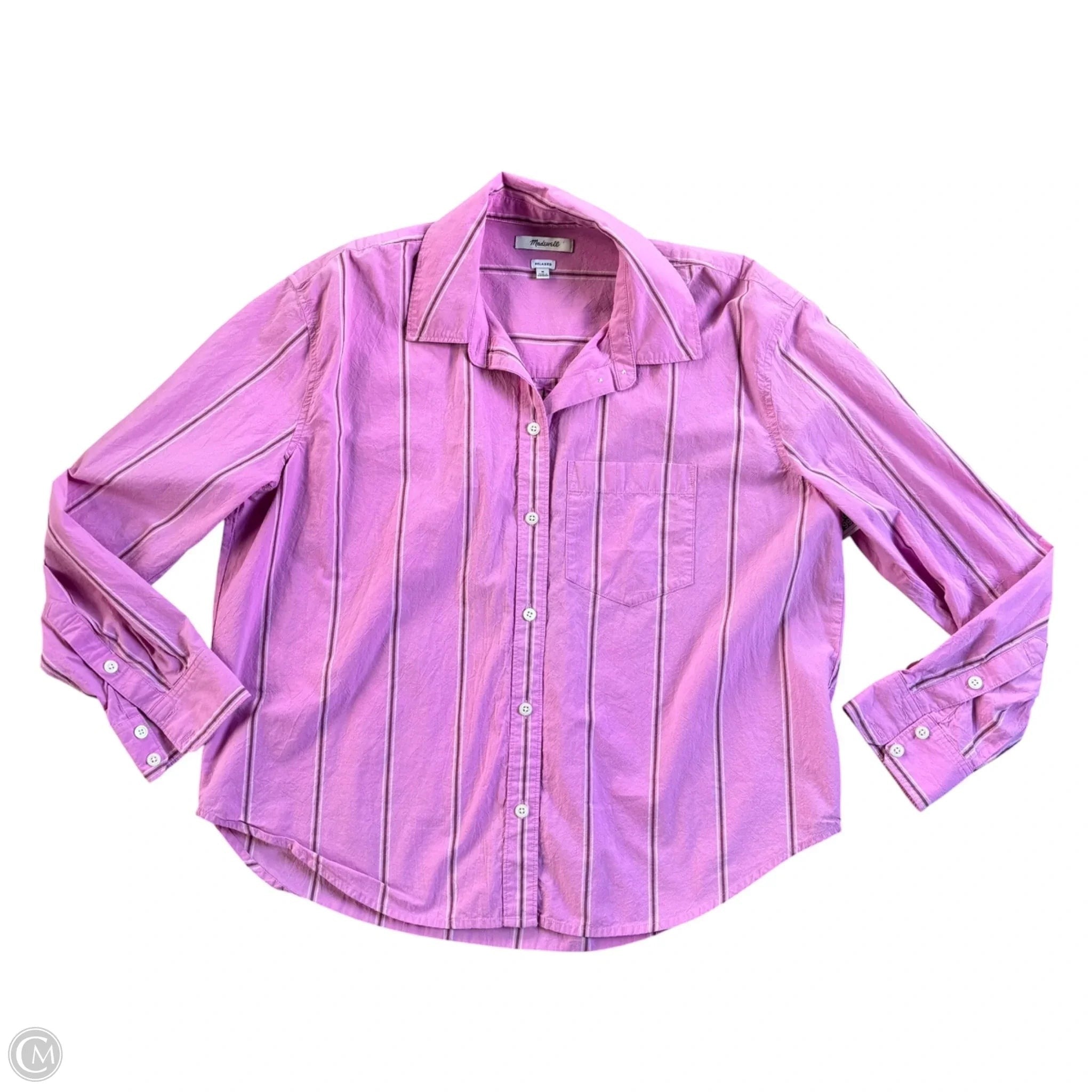Top Long Sleeve By Madewell In Striped Pattern, Size: M