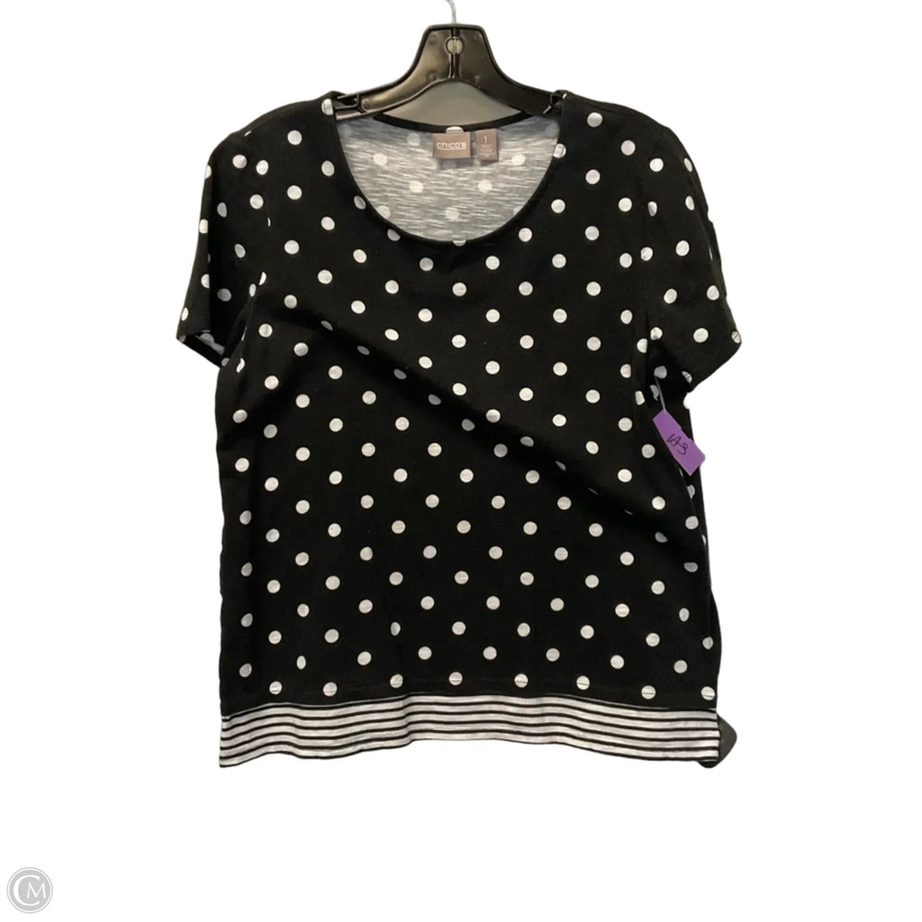 Top Short Sleeve Basic By Chicos In Polkadot Pattern, Size: S