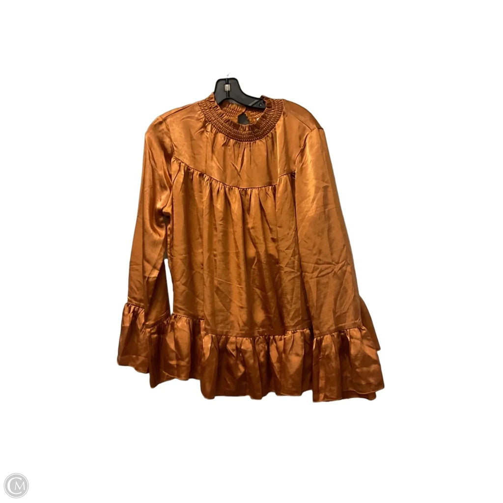 Top Long Sleeve By Peach Love Cream California In Orange, Size: L