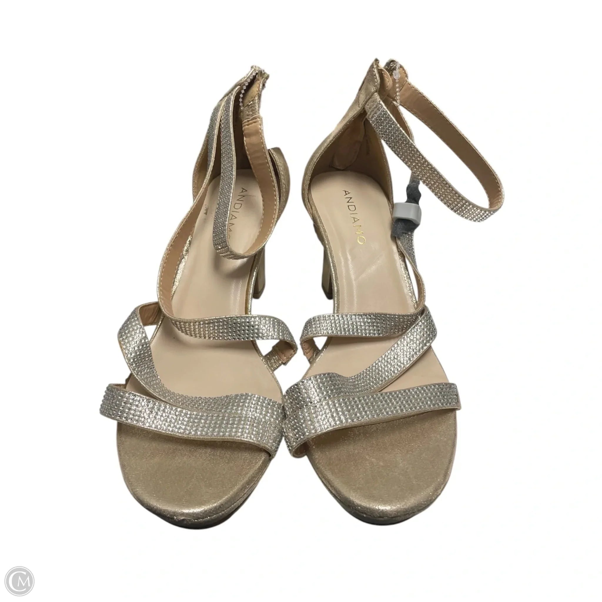Shoes Heels Block By Andiamo In Gold, Size: 8.5