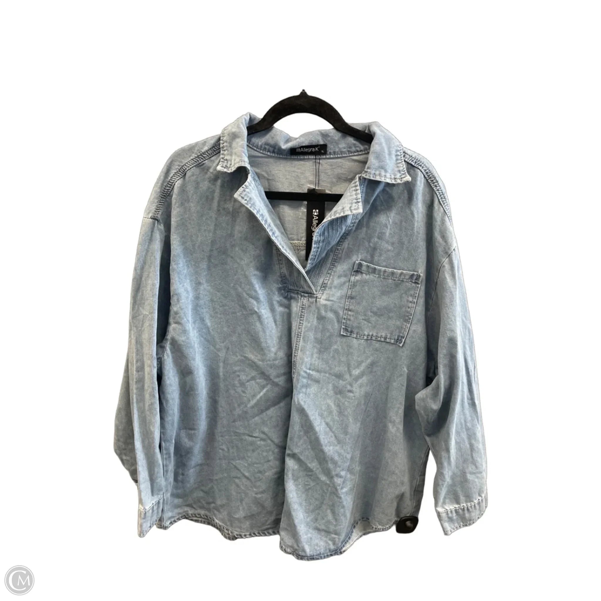 Top Long Sleeve By Allegra K In Blue Denim, Size: Xl