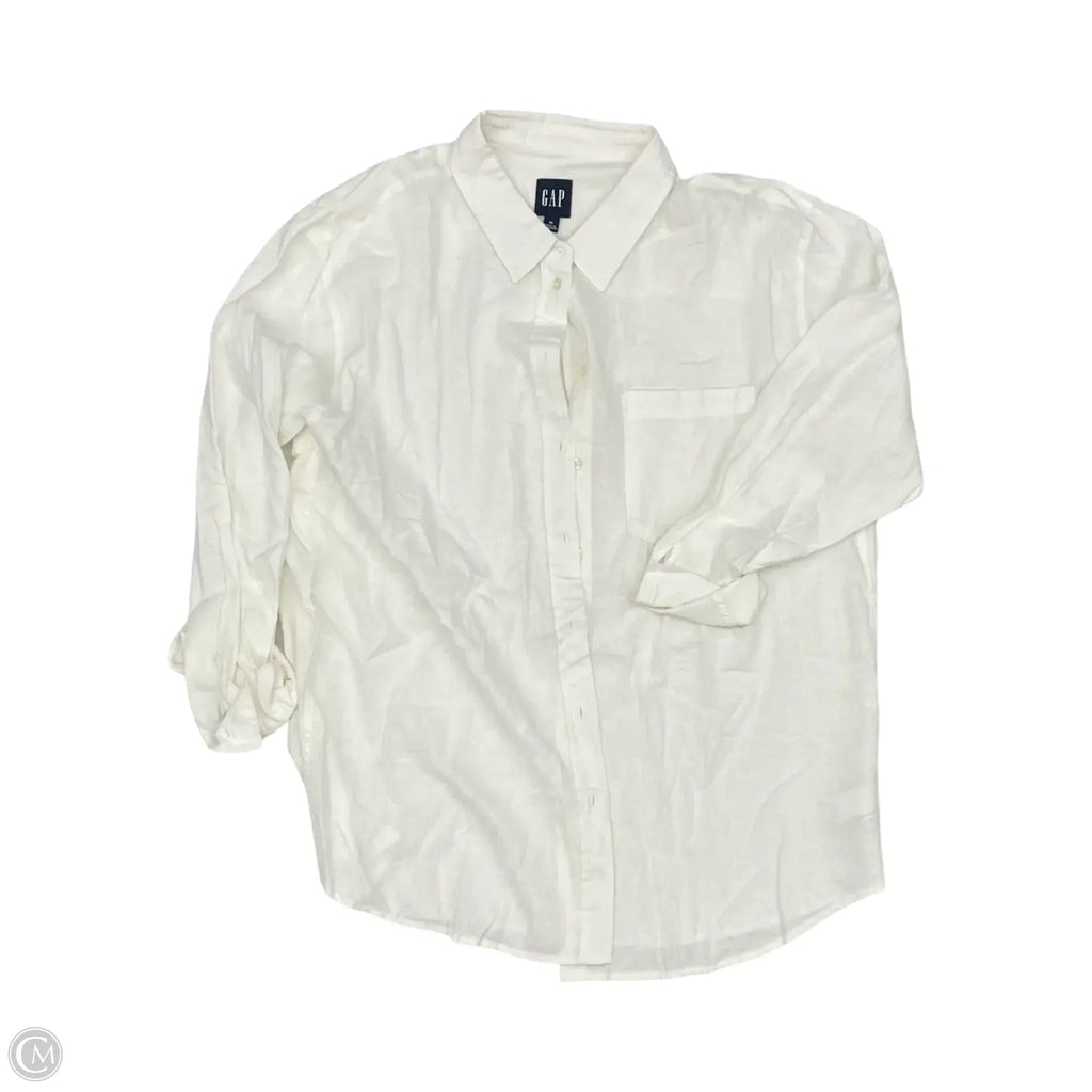 Blouse Long Sleeve By Gap In White, Size: Xl