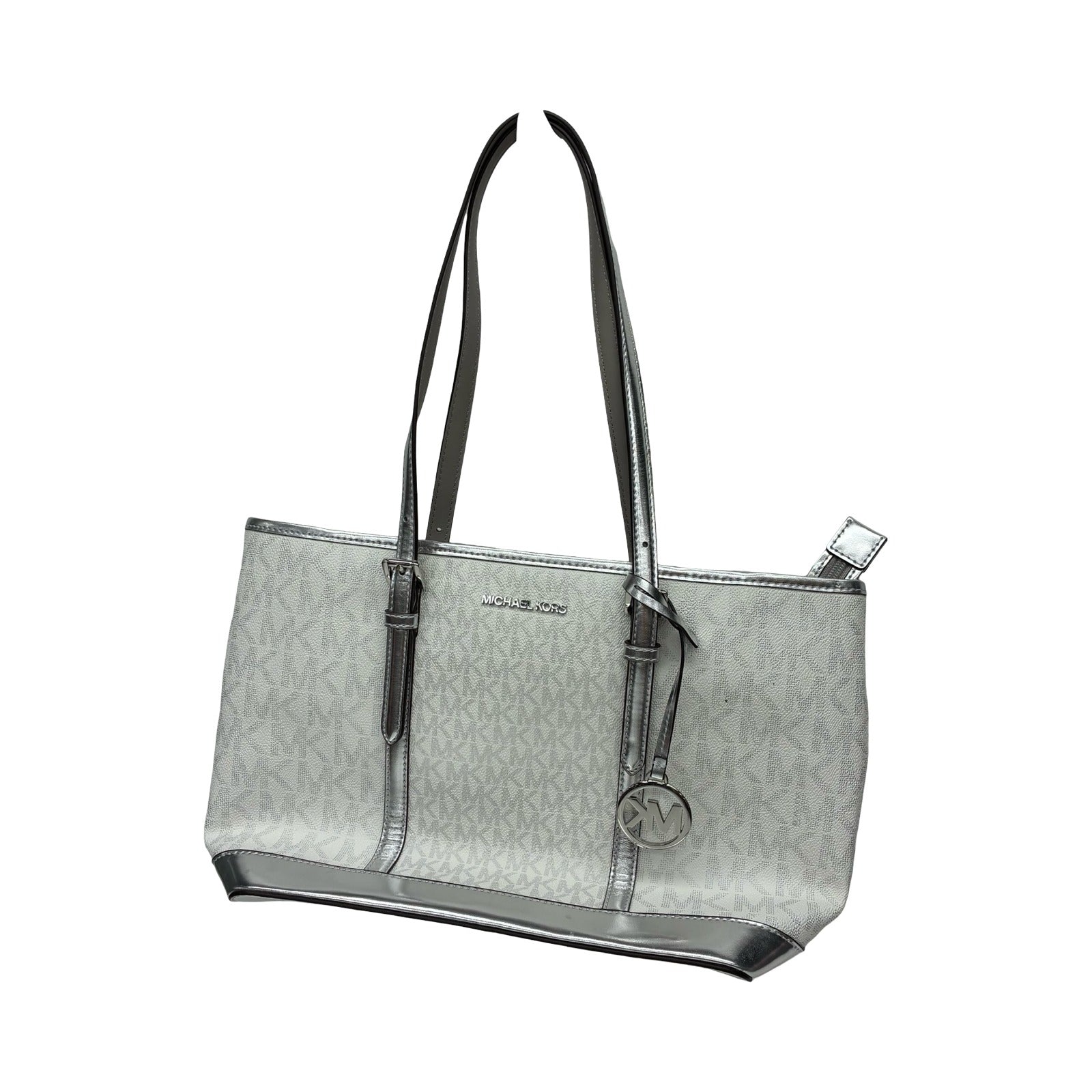 Handbag Designer By Michael Kors In Silver, Size:Medium