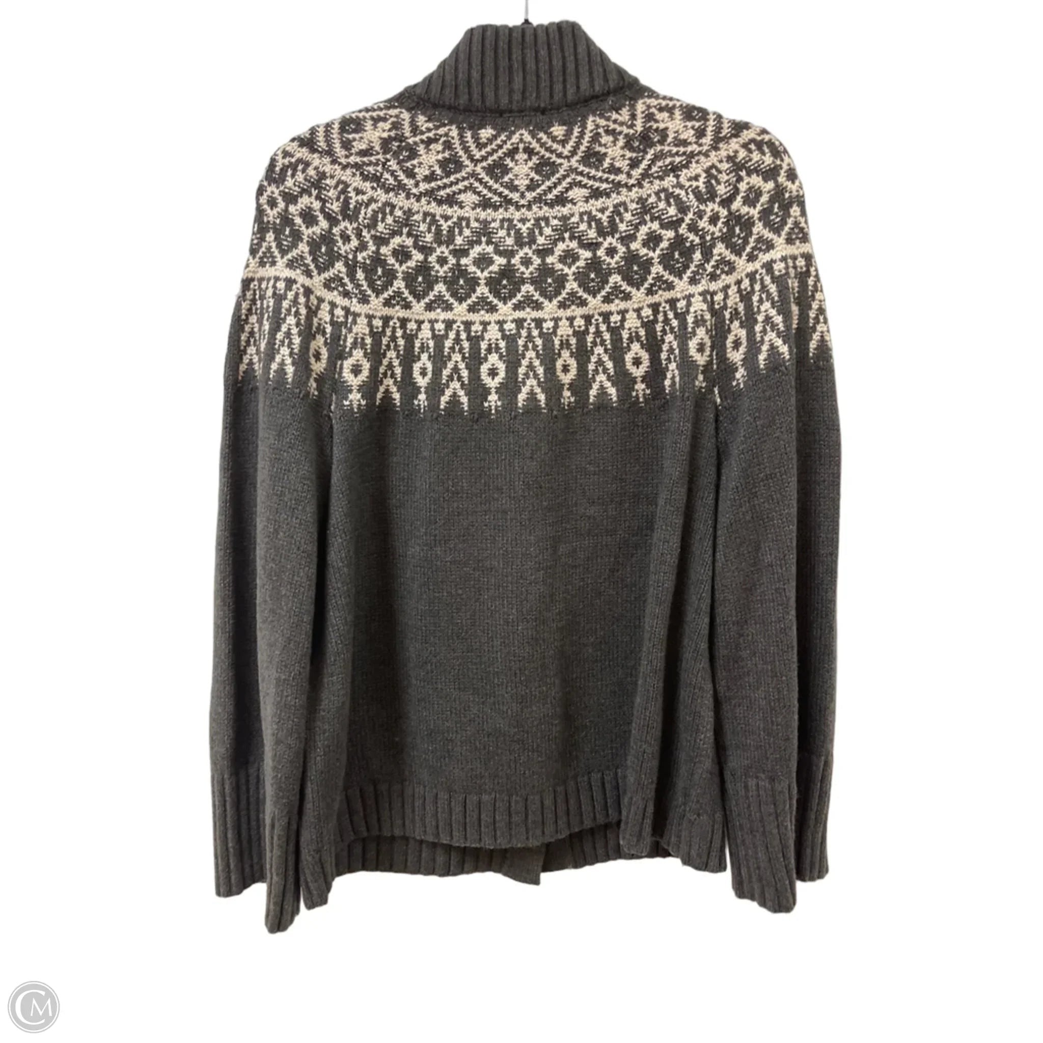Sweater Cardigan By J. Jill In Grey & White, Size: L