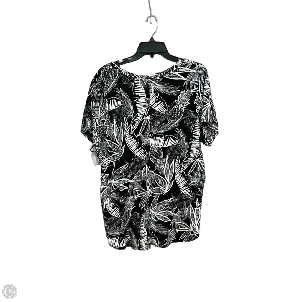 Top Short Sleeve By Christian Siriano In Black & White, Size: 2x