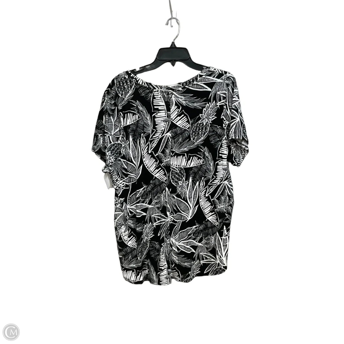Top Short Sleeve By Christian Siriano In Black & White, Size: 2x