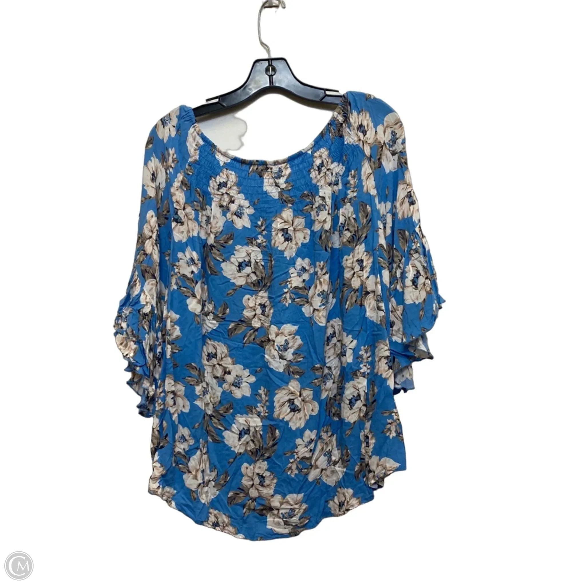 Top 3/4 Sleeve By Cato In Blue, Size: L
