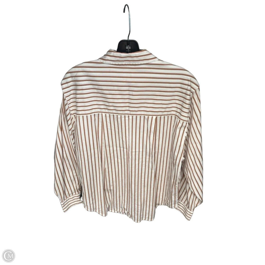 Top Long Sleeve By A New Day In Brown & White, Size: Xs