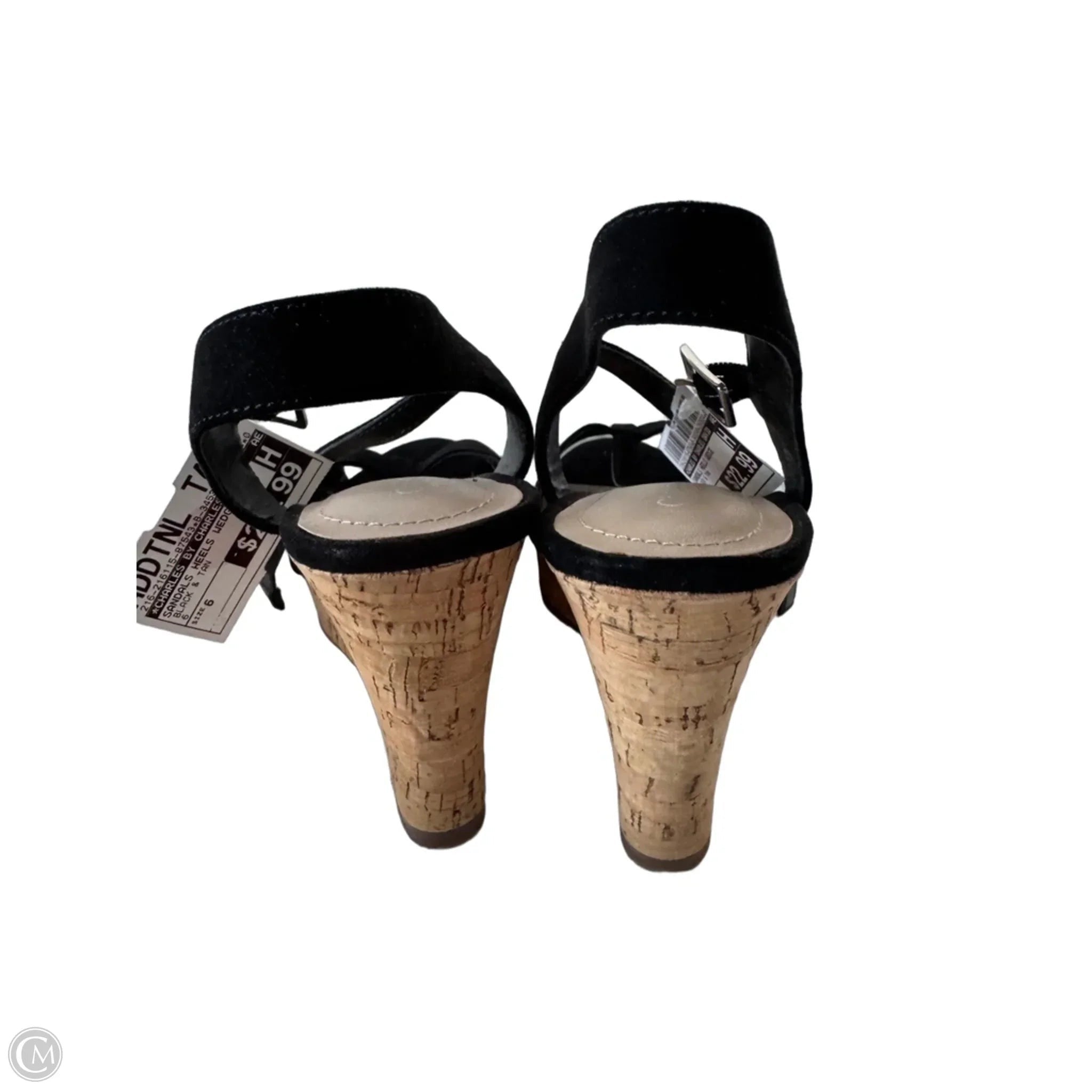 Sandals Heels Wedge By Charles By Charles David In Black & Tan, Size: 6