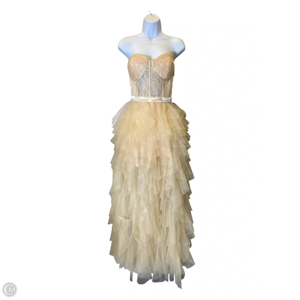 Dress Party Long By Clothes Mentor In Beige, Size: S