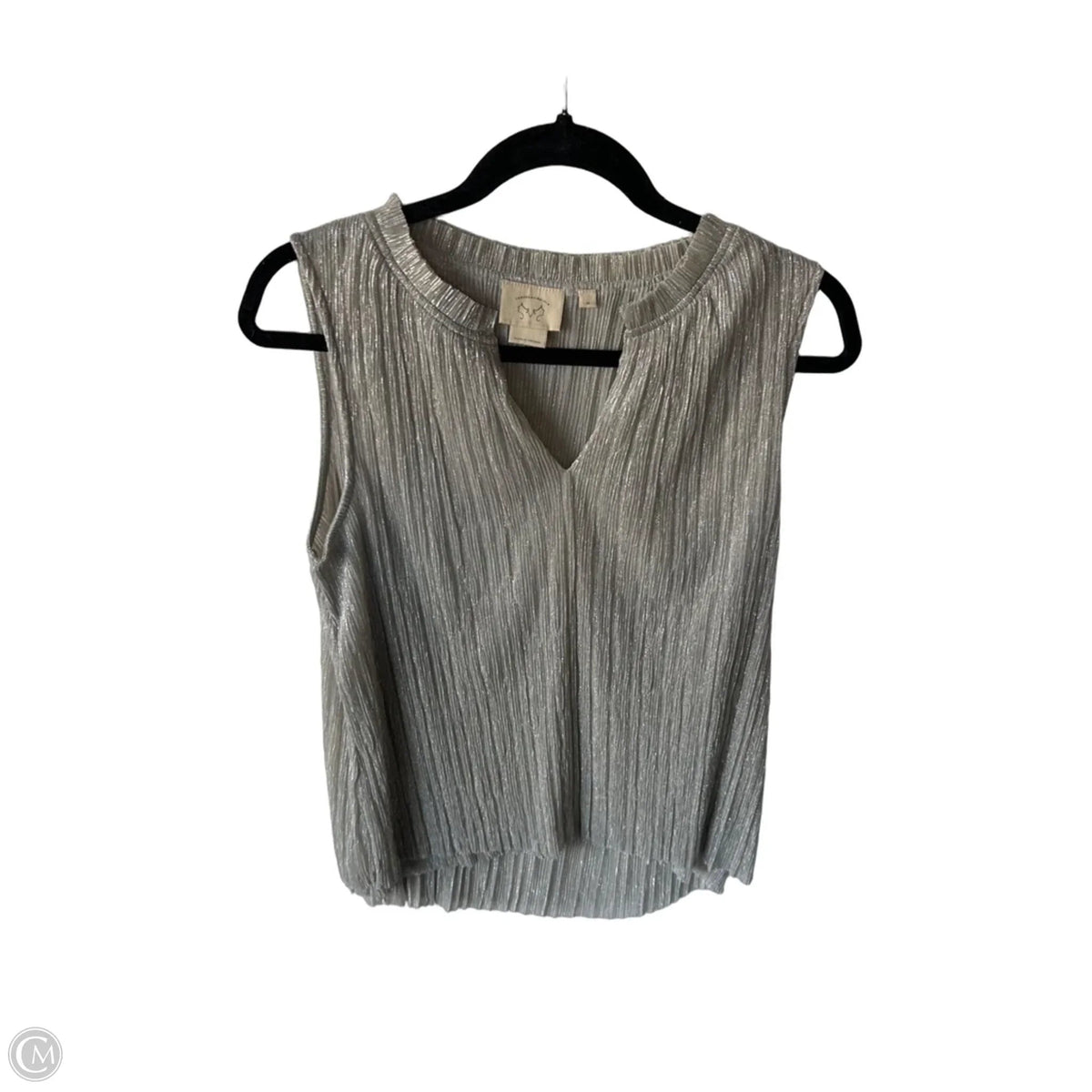 Top Sleeveless By Cmb In Silver, Size: M