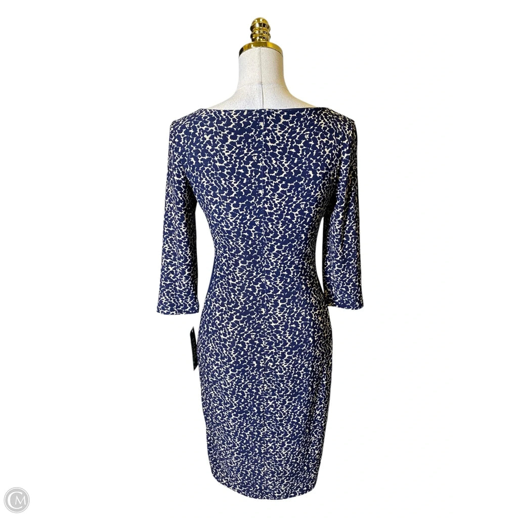 Dress Casual Midi By Lauren Brooke In Blue & Tan, Size: S
