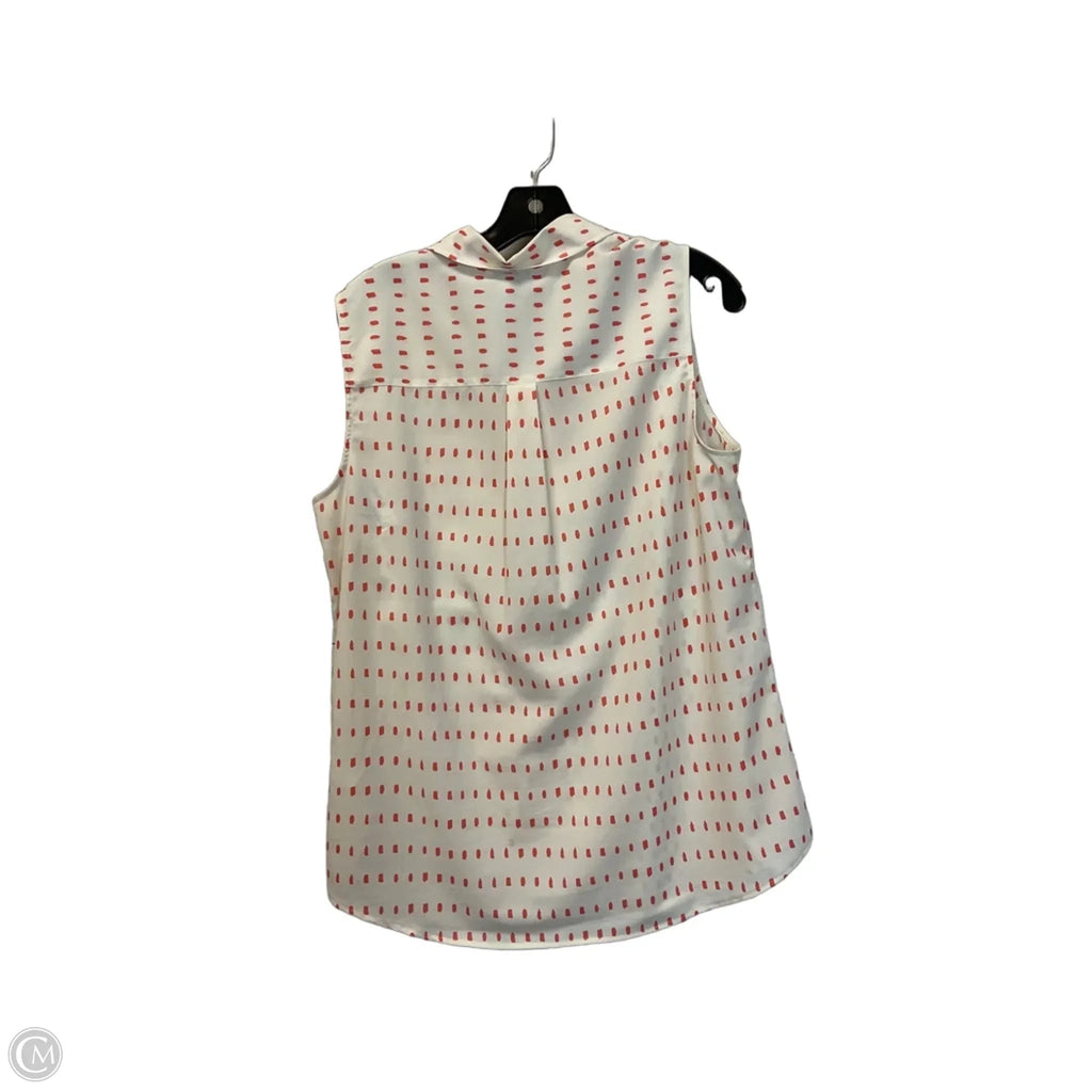 Top Sleeveless By Talbots In Cream & Red, Size: L