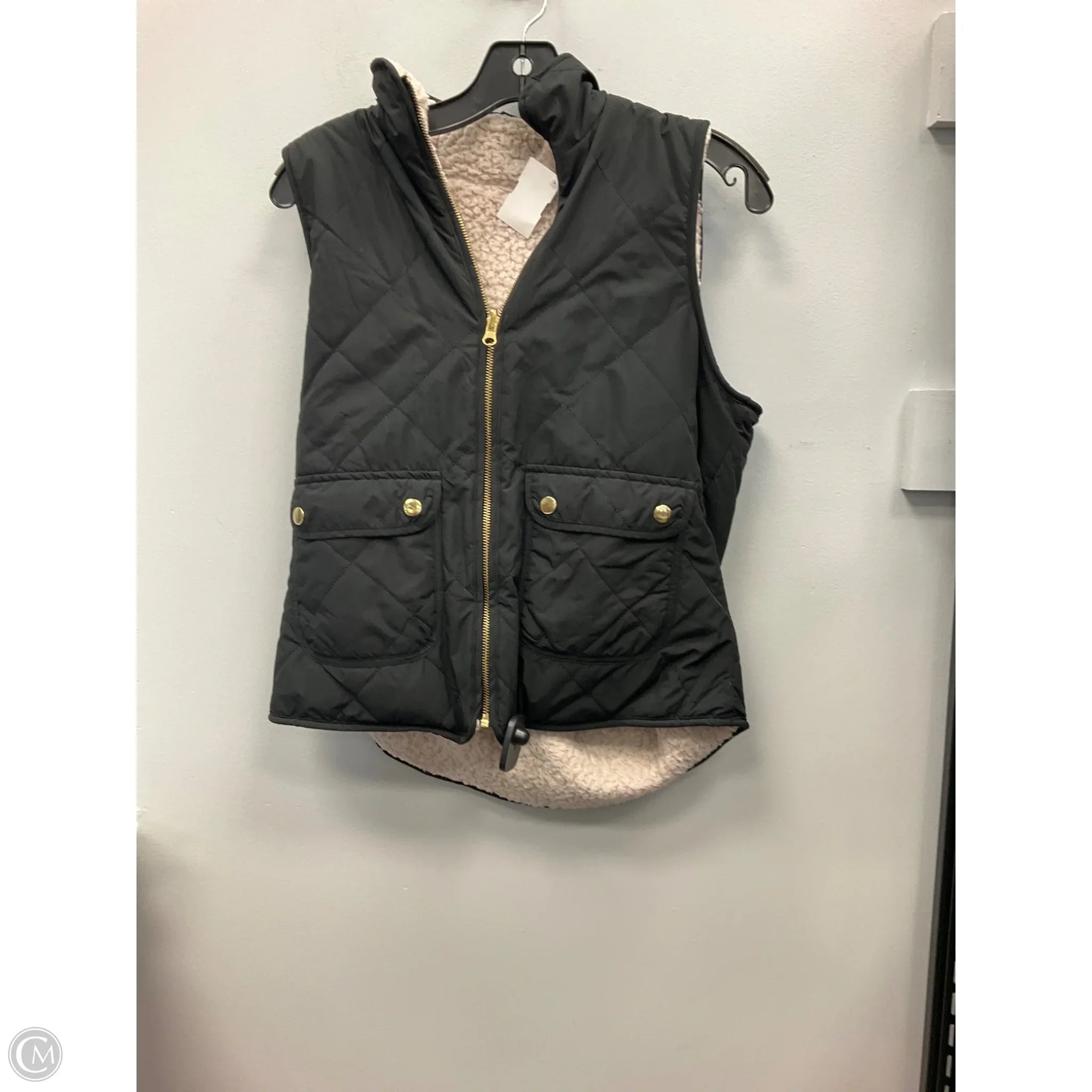 Vest Puffer & Quilted By Love Tree In Black & Cream, Size: S