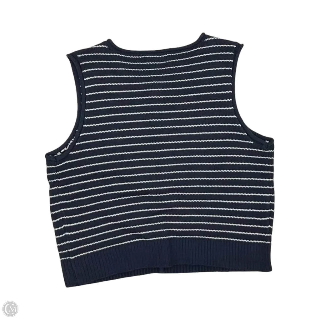 Vest Sweater By Clothes Mentor In Blue & White, Size: M