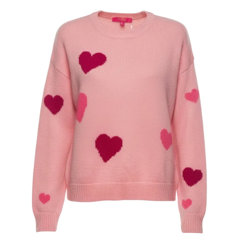 Venla Sweater Designer By Lilly Pulitzer In Calla Lilly Pink Hearts Toss, Size: L