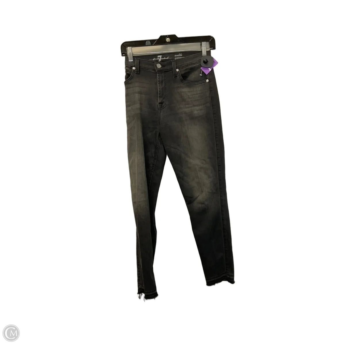 Jeans Skinny By 7 For All Mankind In Black Denim, Size: 12