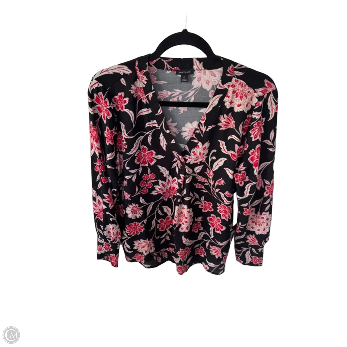 Top Long Sleeve By Ann Taylor In Black & Red, Size: Mp
