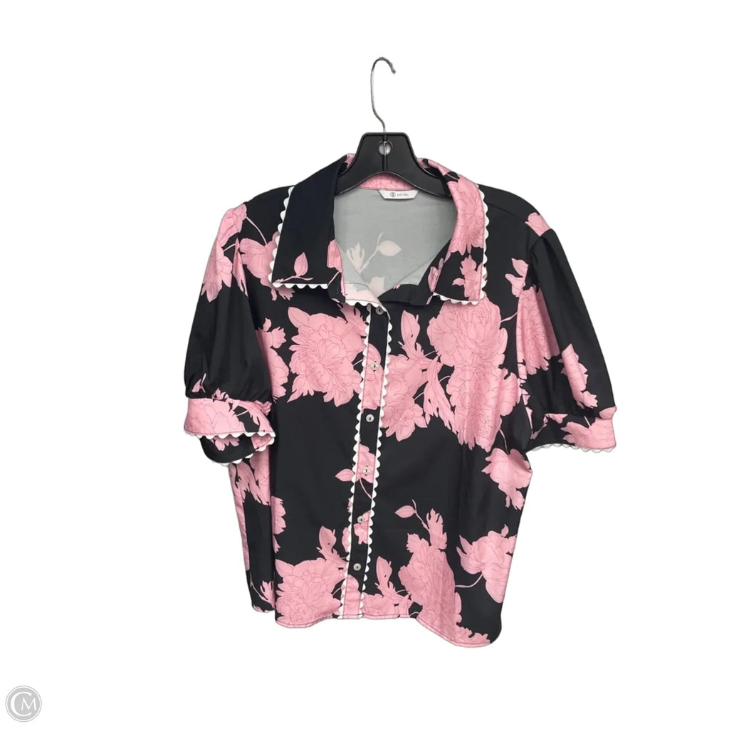 Top Short Sleeve By Cicy Bell In Black & Pink, Size: 2x