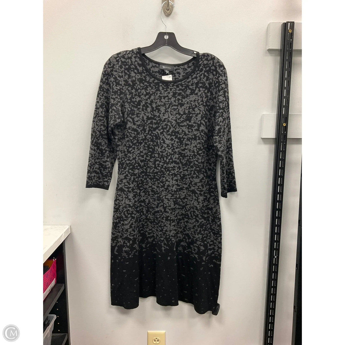 Dress Sweater By Ab Studio In Black & Grey, Size: M