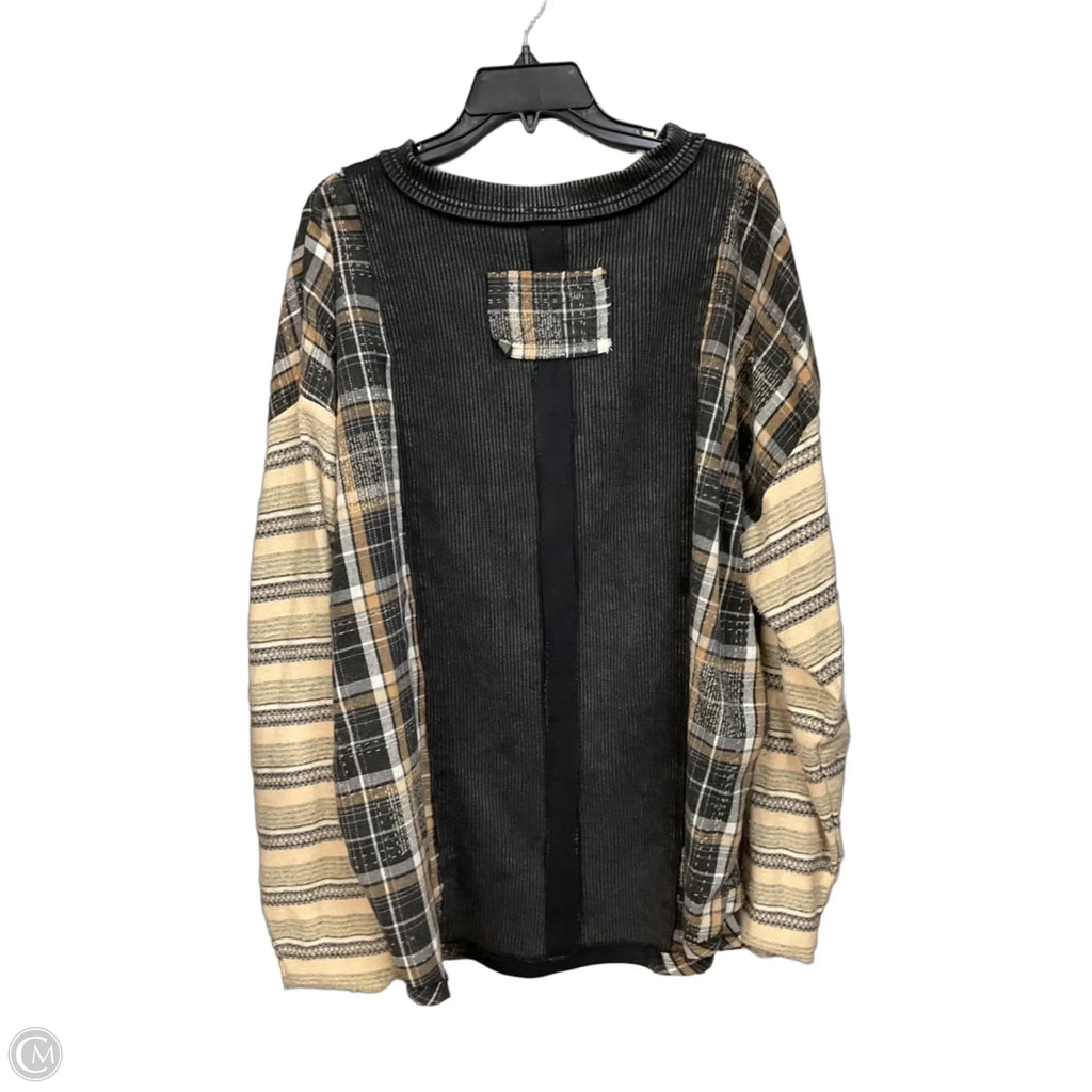 Top Long Sleeve By Bke In Black & Brown, Size: Xxl