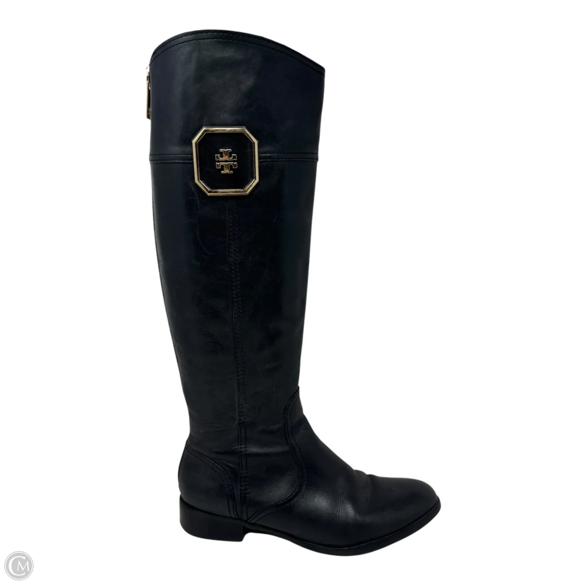 Leather Riding Boots Designer By Tory Burch In Black, Size: 7.5