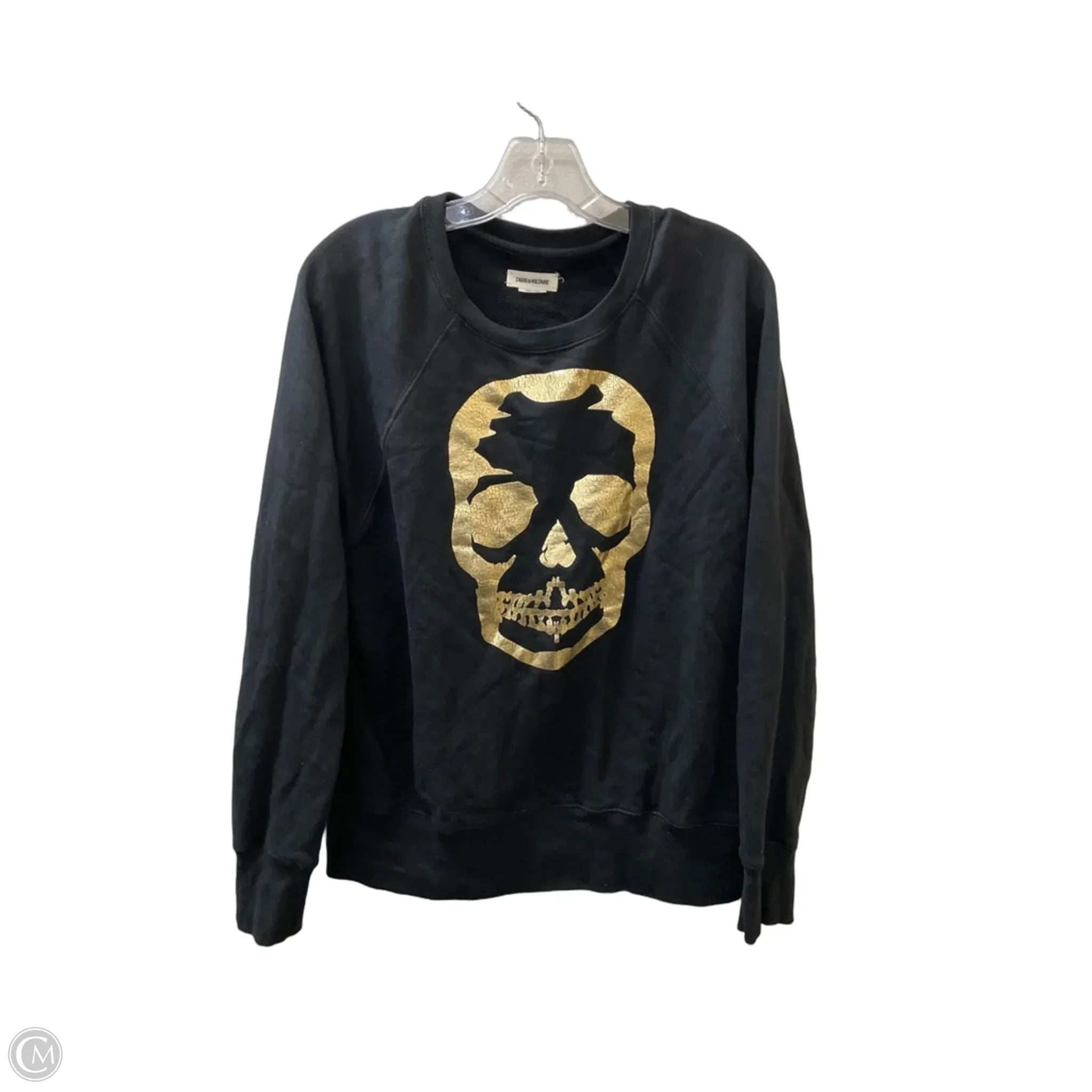 Athletic Sweatshirt Crewneck By Zadig And Voltaire In Black & Gold, Size: M