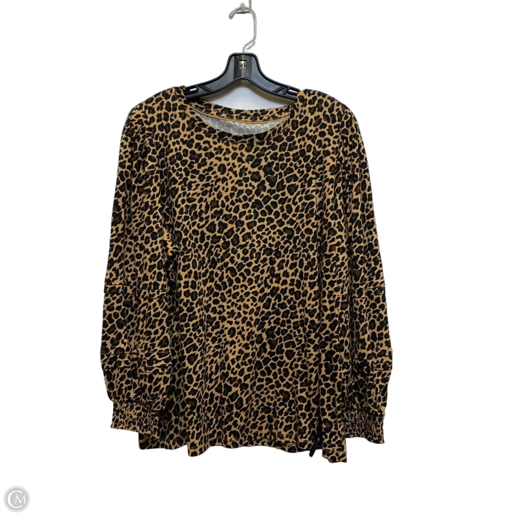 Top Long Sleeve By Crown And Ivy In Animal Print, Size: 2x